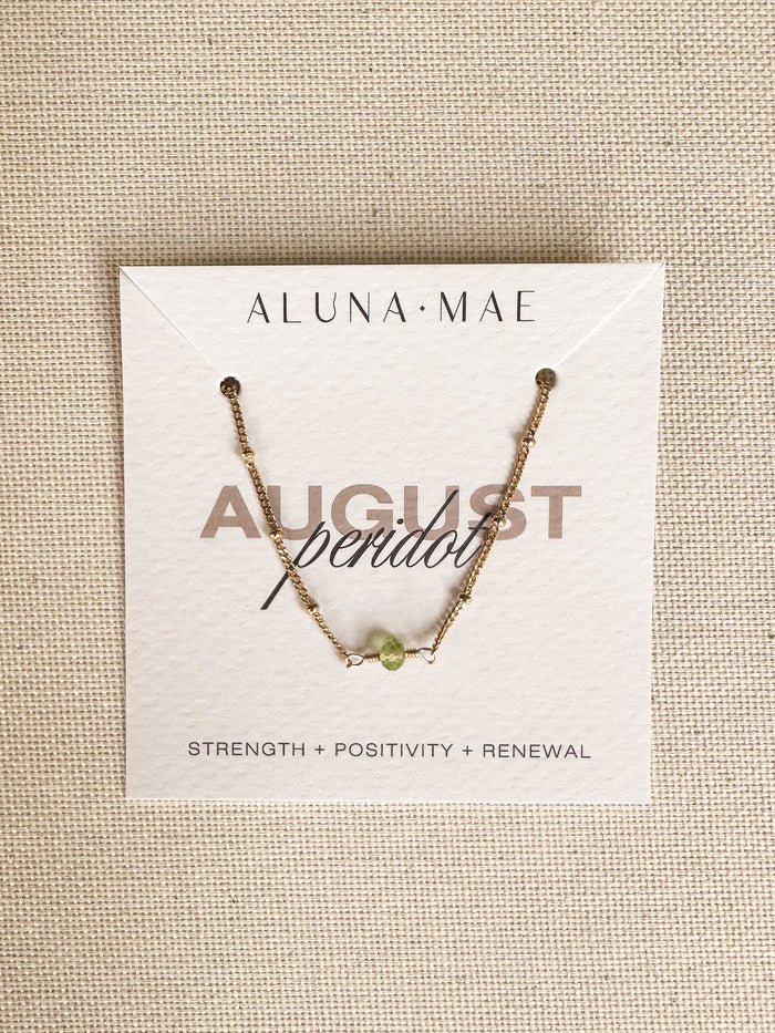 August Birthstone Peridot Gold Bracelet