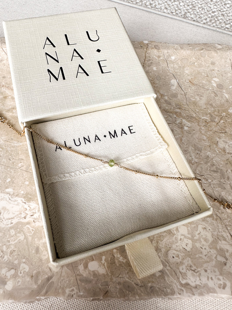 August Birthstone Peridot Gold Bracelet
