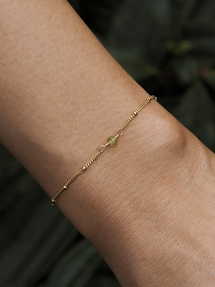 August Birthstone Peridot Gold Bracelet