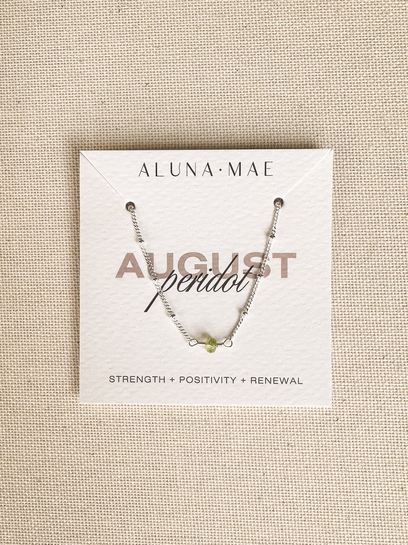 August Birthstone Peridot Sterling Silver Necklace