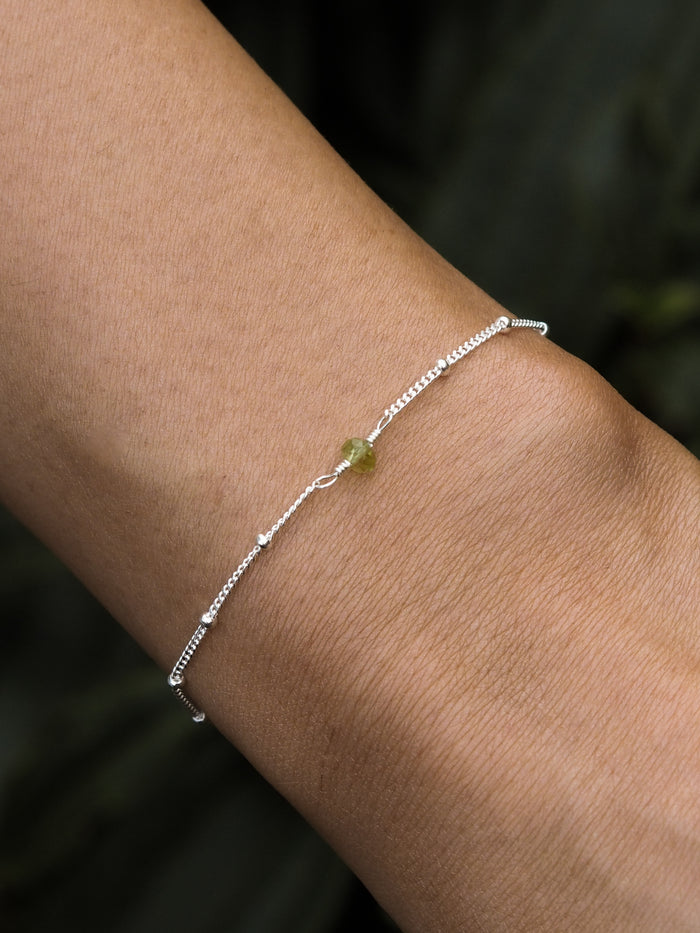 August Birthstone Peridot Sterling Silver Bracelet