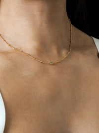 August Birthstone Peridot Gold Necklace