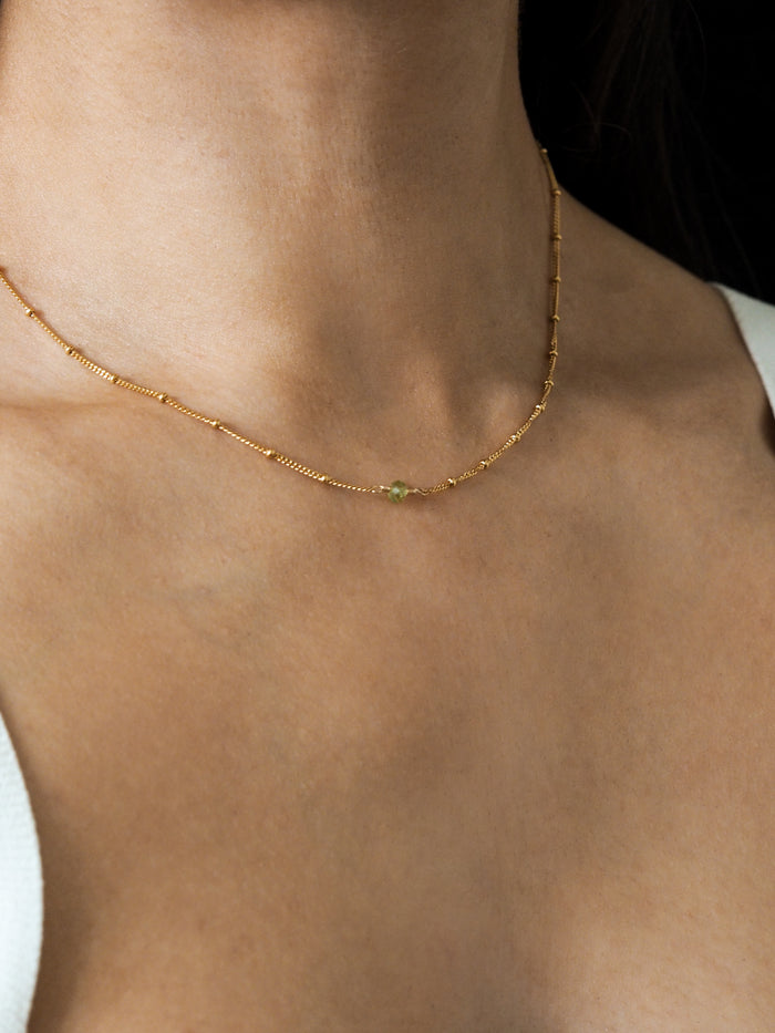 August Birthstone Peridot Gold Necklace