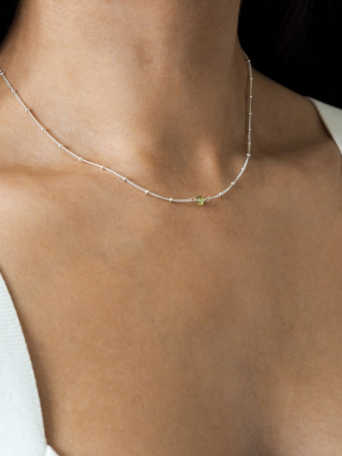 August Birthstone Peridot Sterling Silver Necklace