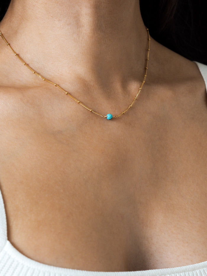 December Birthstone Turquoise Gold Necklace