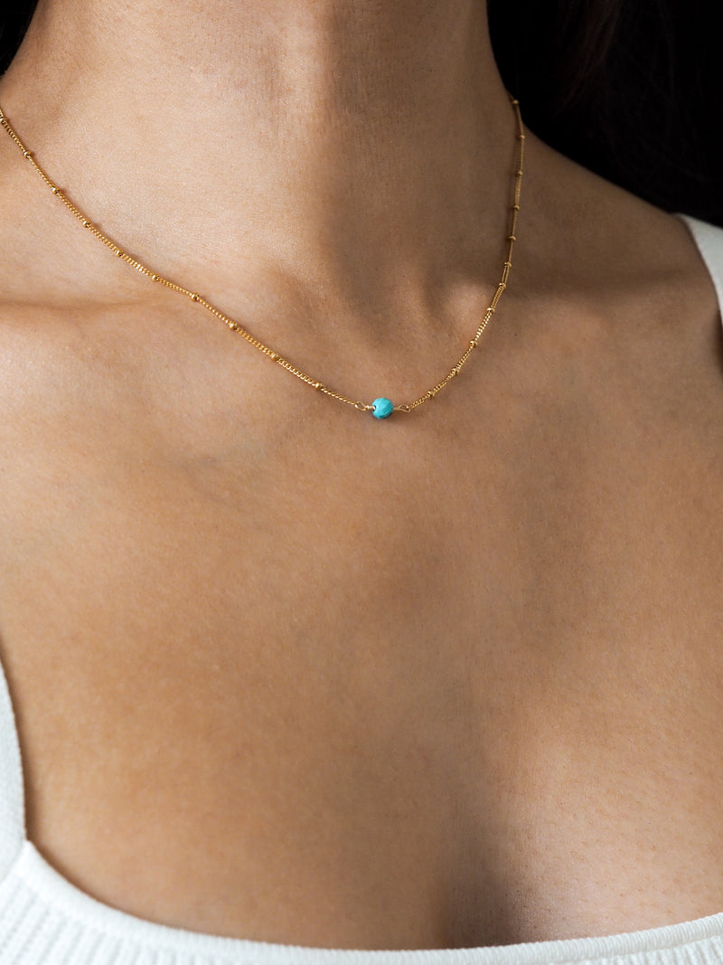 December Birthstone Turquoise Gold Necklace