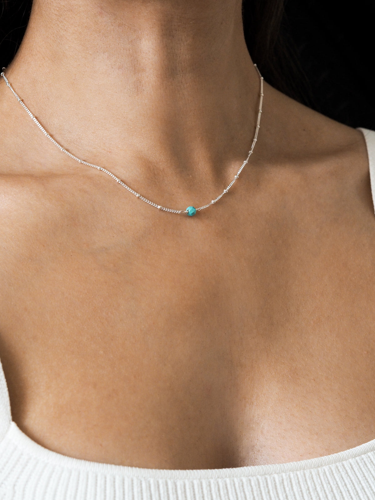 December Birthstone Turquoise Sterling Silver Necklace