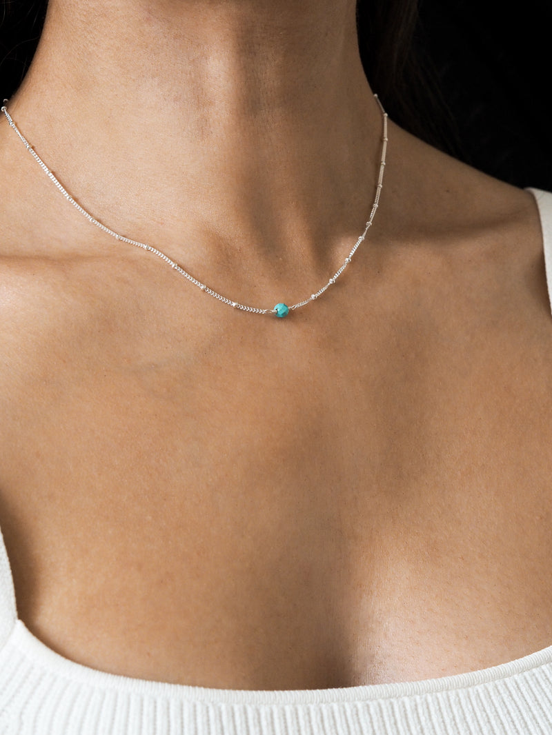 December Birthstone Turquoise Sterling Silver Necklace