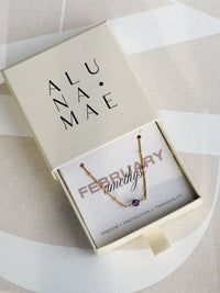 February Birthstone Amethyst Gold Necklace