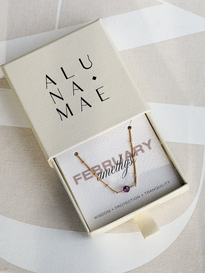 February Birthstone Amethyst Gold Bracelet