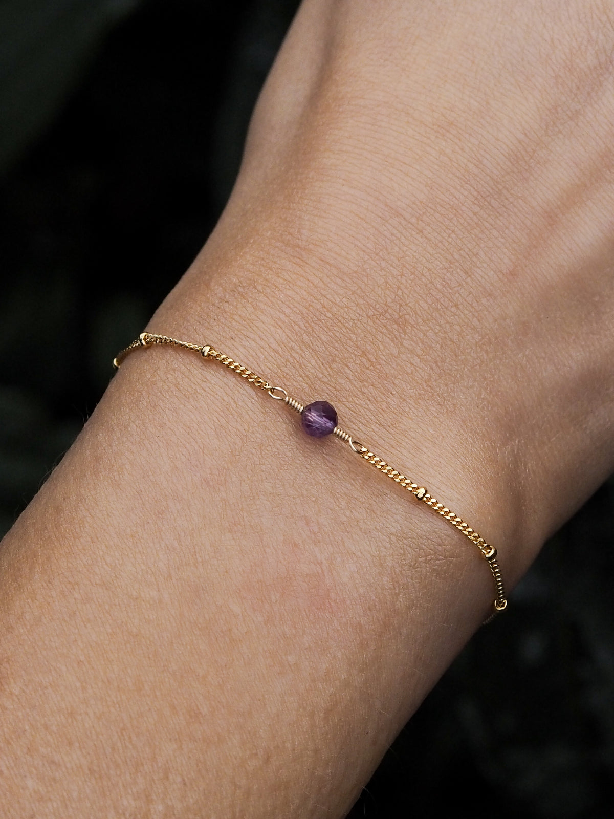 February Birthstone Amethyst Gold Bracelet