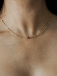 February Birthstone Amethyst Gold Necklace