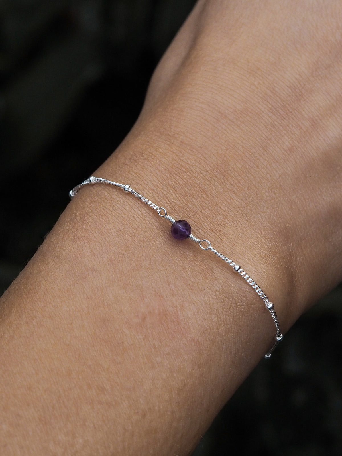 February Birthstone Amethyst Sterling Silver Bracelet