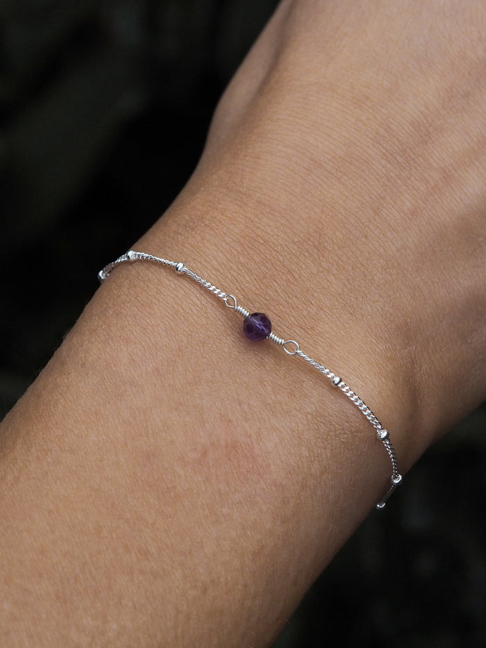 February Birthstone Amethyst Sterling Silver Bracelet