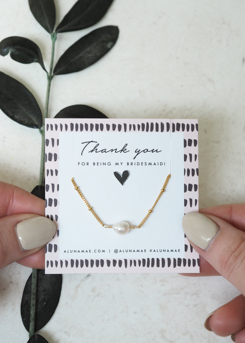 MADDIE. Bridesmaid Freshwater Pearl Gold Necklace