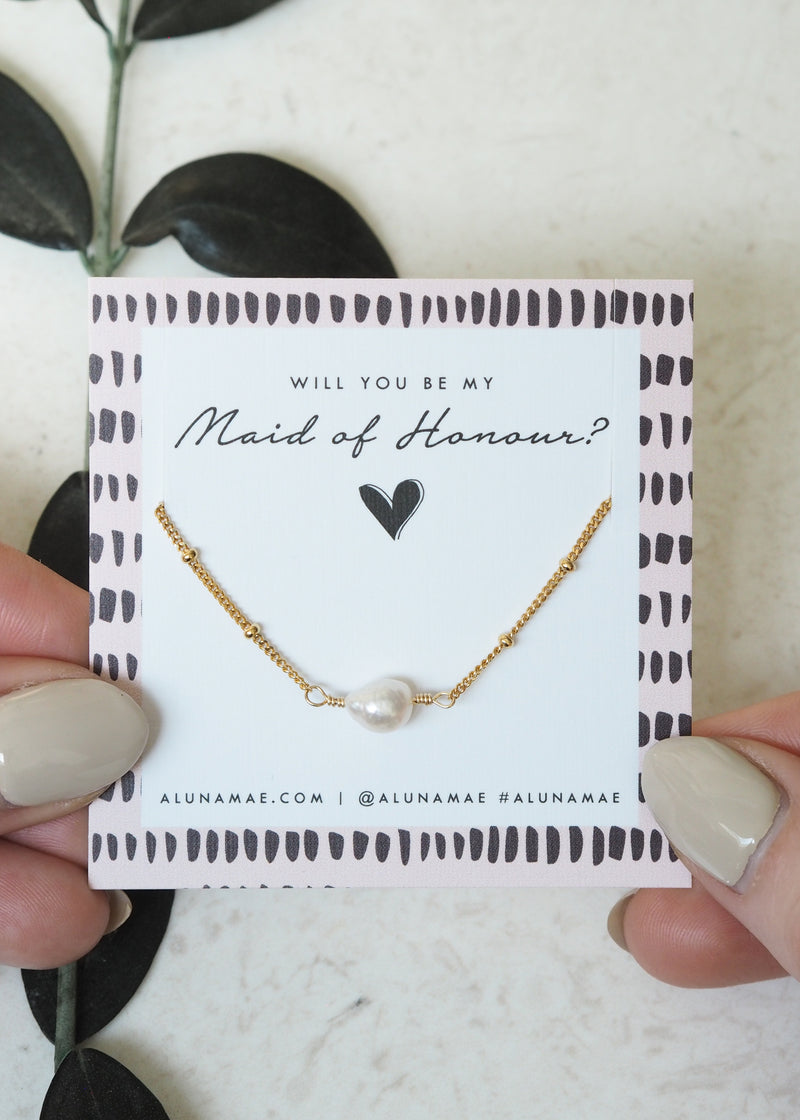 MADDIE. Bridesmaid Freshwater Pearl Gold Bracelet