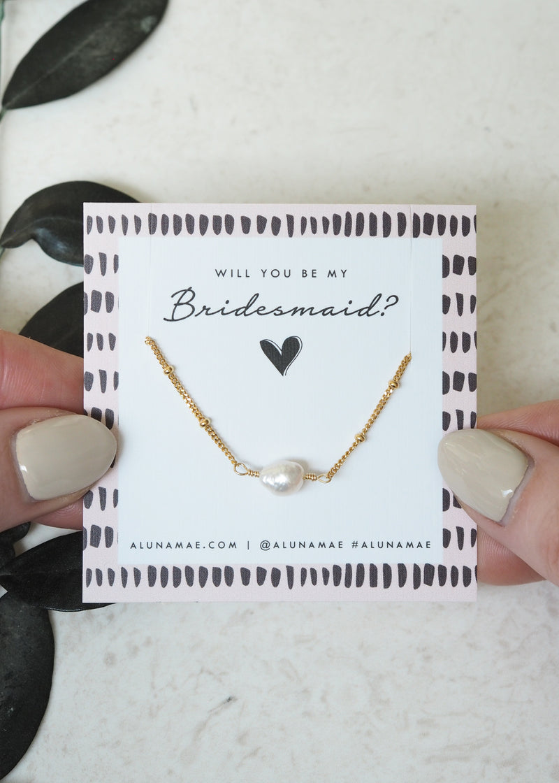 MADDIE. Bridesmaid Freshwater Pearl Gold Bracelet