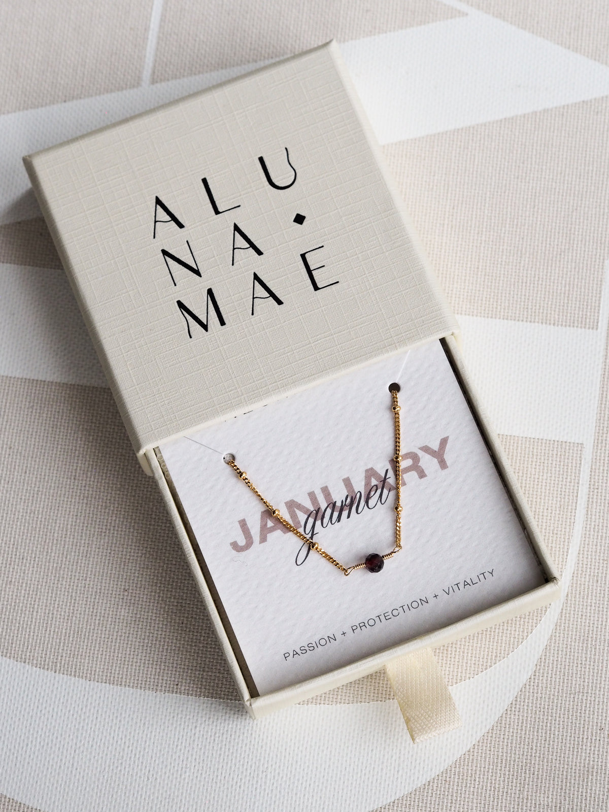 January Birthstone Garnet Gold Necklace