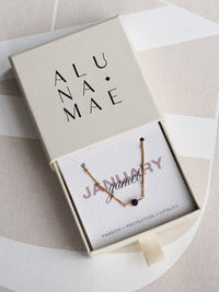 January Birthstone Garnet Gold Bracelet