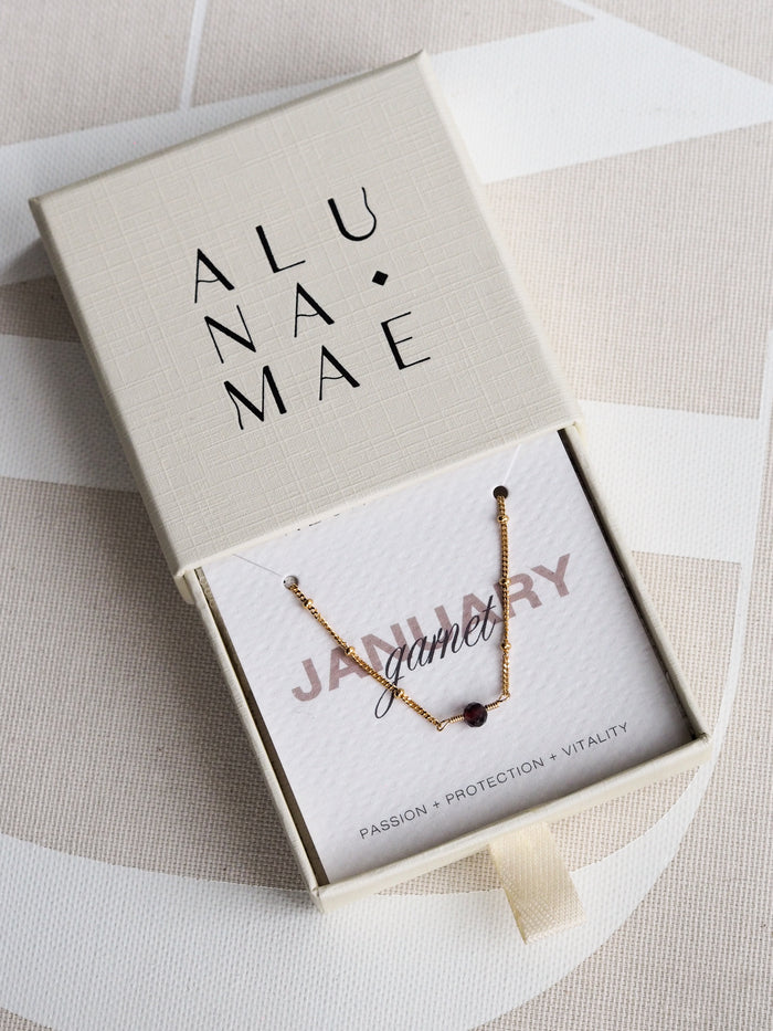 January Birthstone Garnet Gold Bracelet