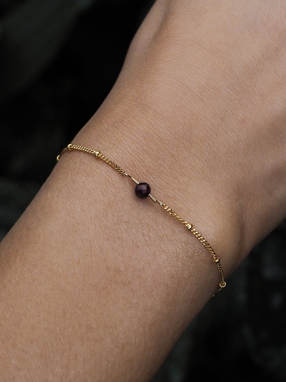 January Birthstone Garnet Gold Bracelet