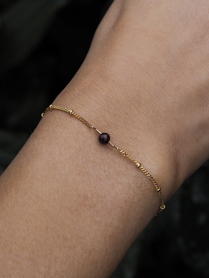 January Birthstone Garnet Gold Bracelet