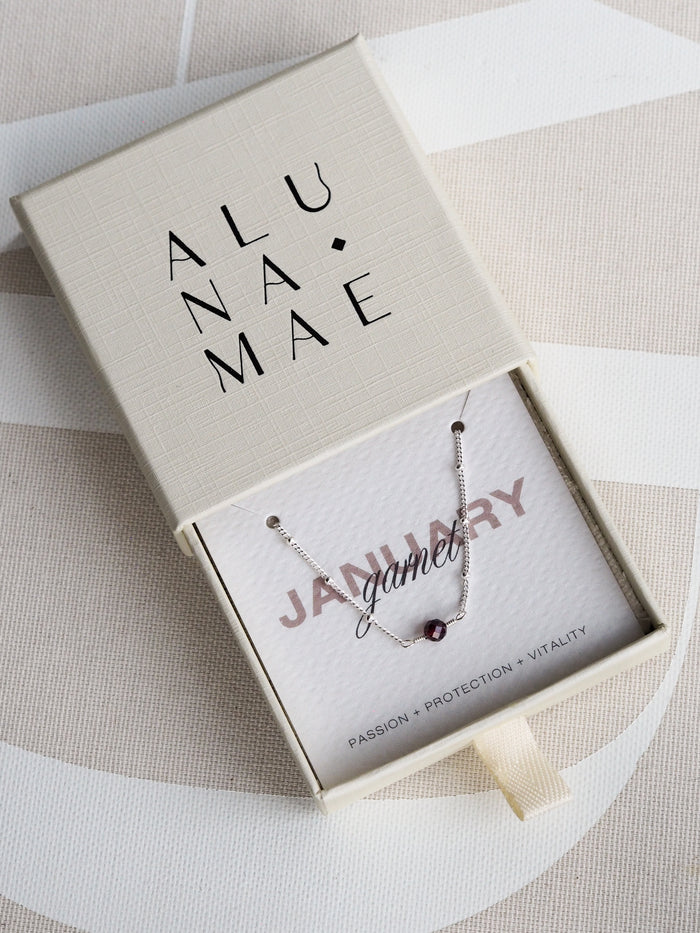 January Birthstone Garnet Sterling Silver Bracelet