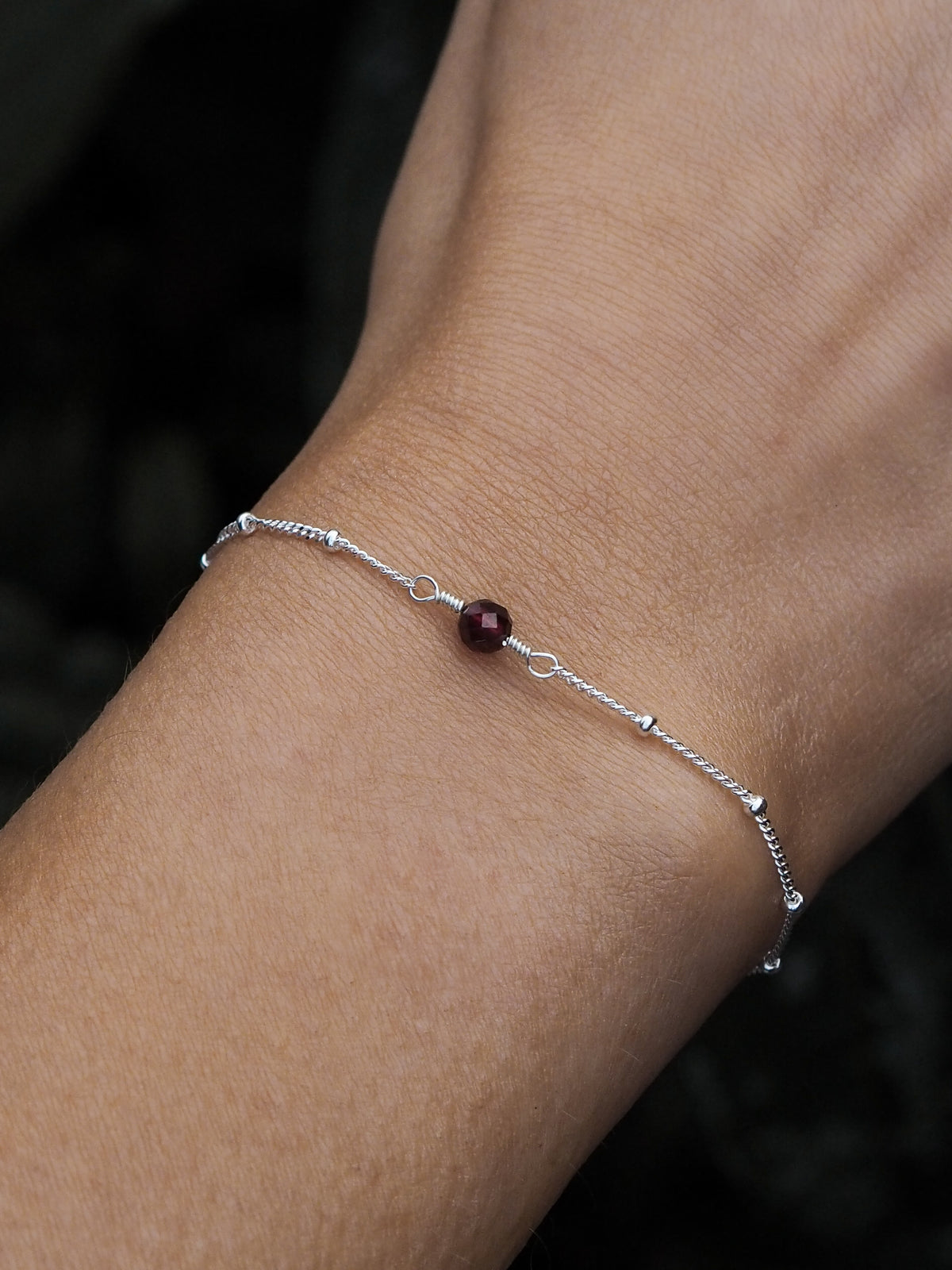January Birthstone Garnet Sterling Silver Bracelet