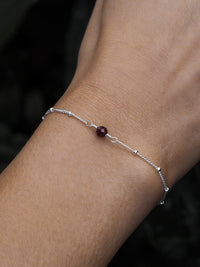 January Birthstone Garnet Sterling Silver Bracelet