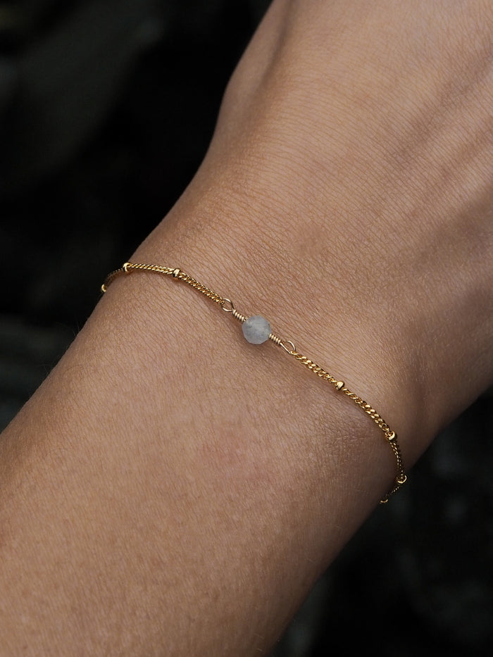 March Birthstone Aquamarine Gold Bracelet