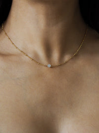 March Birthstone Aquamarine Gold Necklace