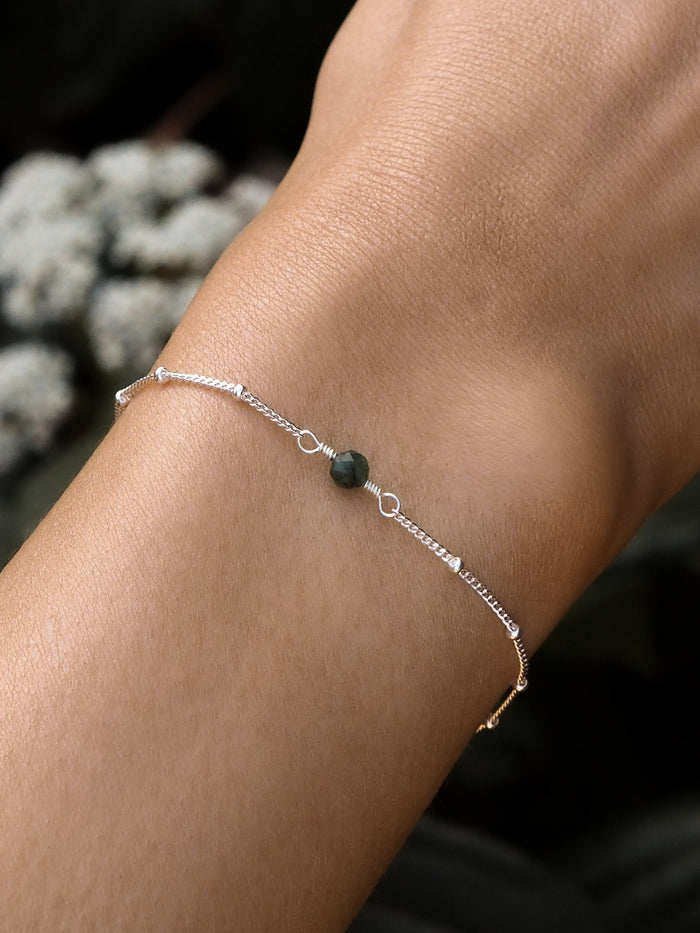May Birthstone Emerald Sterling Silver Bracelet