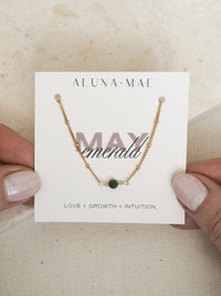 May Birthstone Emerald Gold Necklace