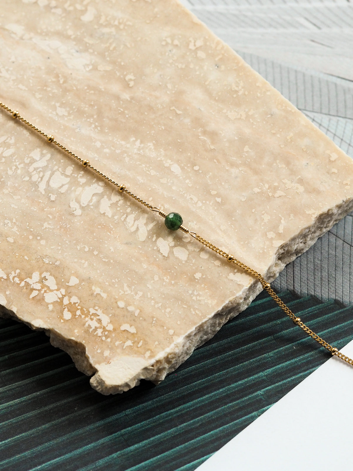 May Birthstone Emerald Gold Necklace