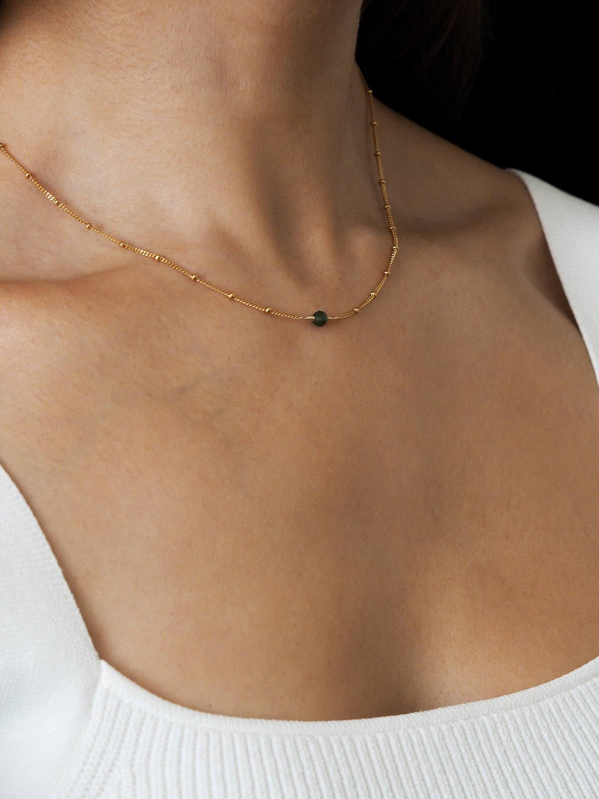 May Birthstone Emerald Gold Necklace
