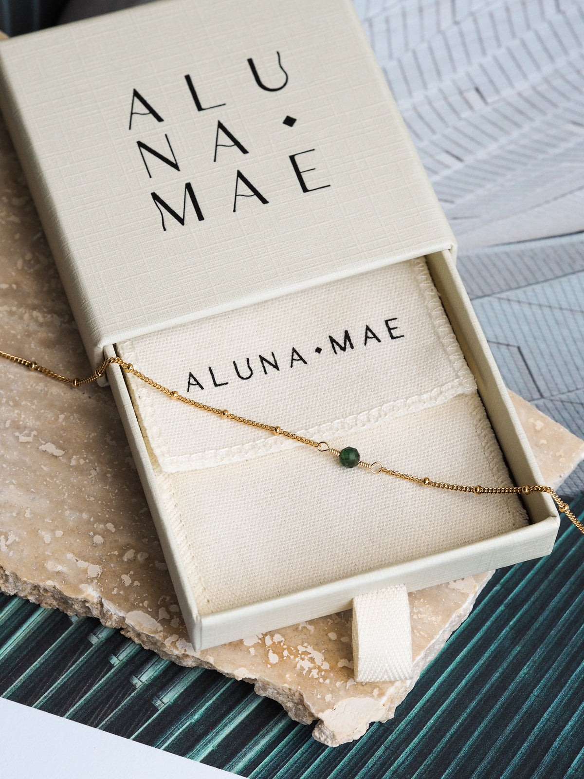 May Birthstone Emerald Gold Necklace