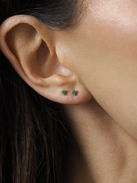 May Emerald CZ Birthstone Gold Stud Earrings