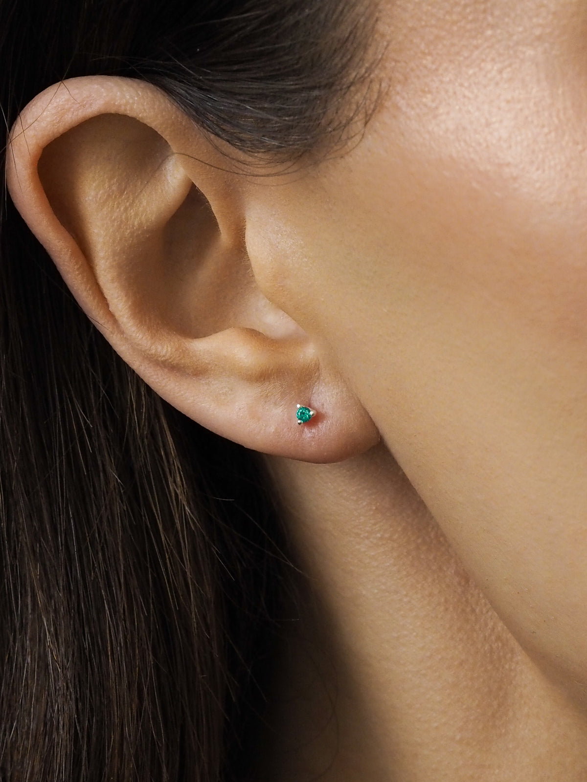 Dara Emerald CZ Sterling Silver Stud Earrings