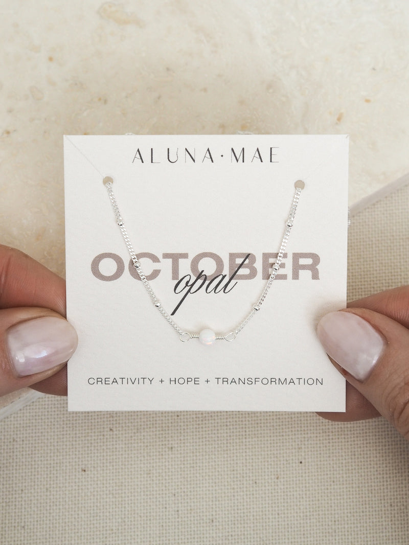 October Birthstone Opal Sterling Silver Bracelet