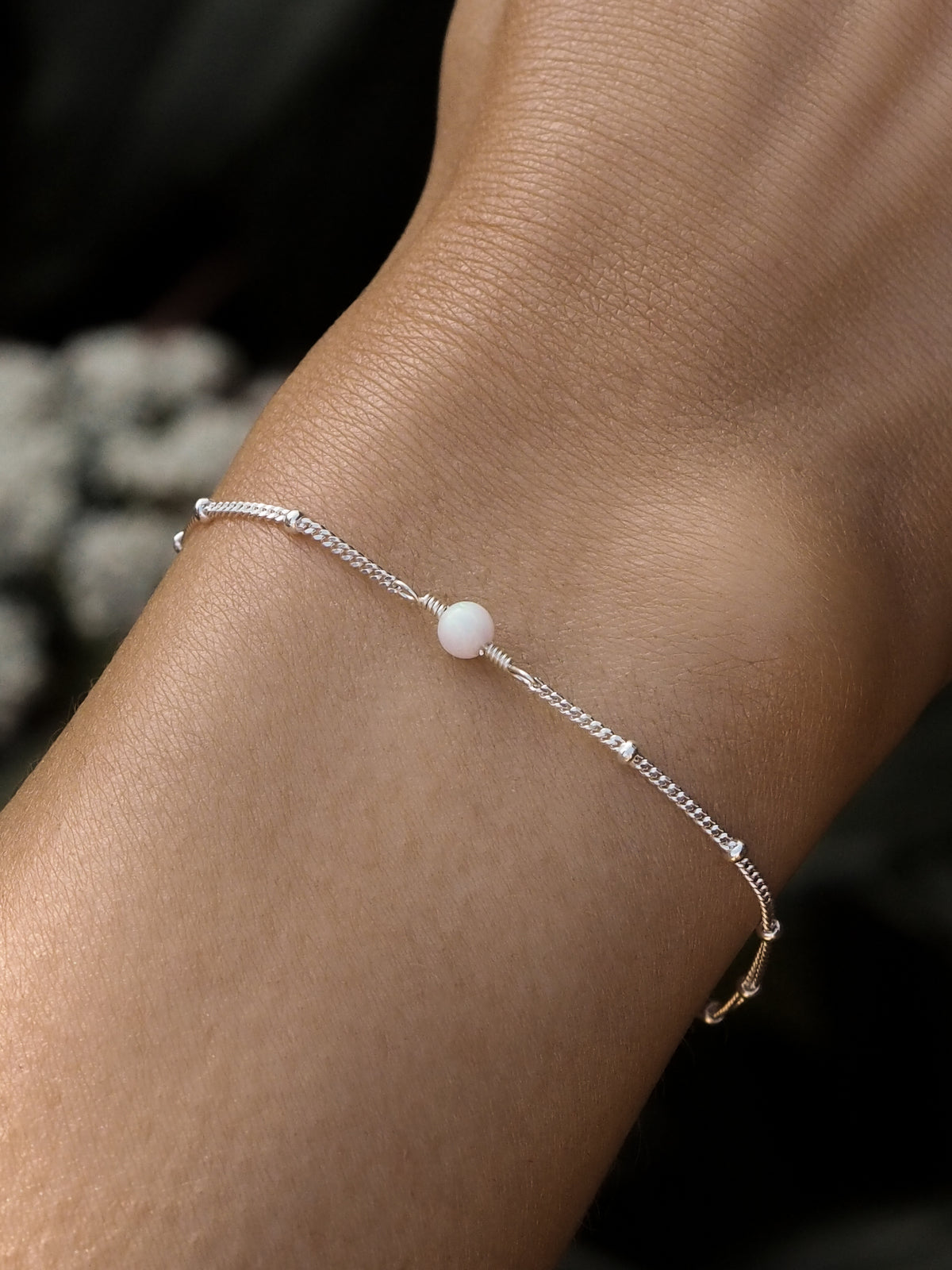 October Birthstone Opal Sterling Silver Bracelet