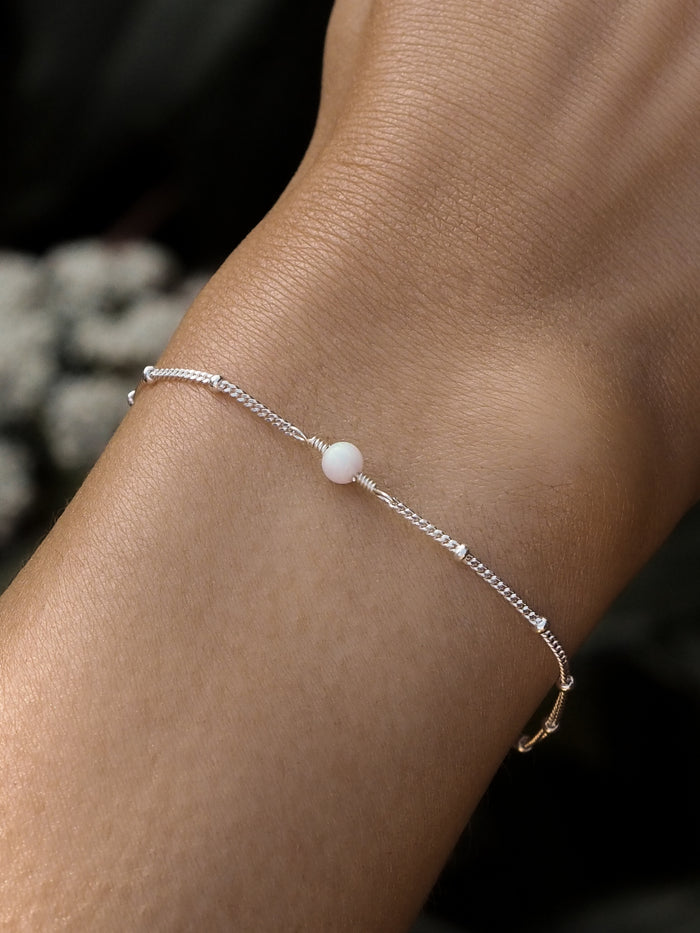 October Birthstone Opal Sterling Silver Bracelet