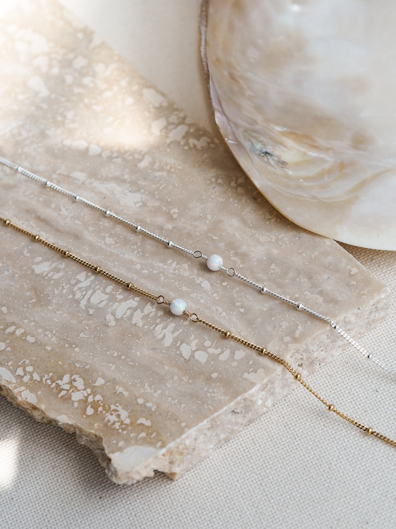 October Birthstone Opal Gold Necklace