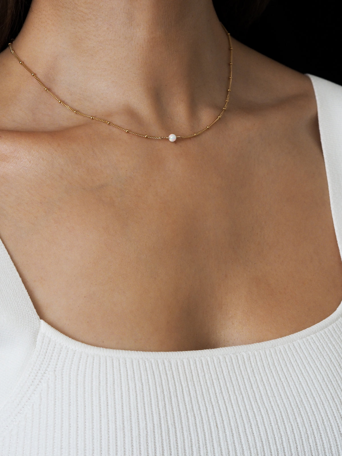 October Birthstone Opal Gold Necklace
