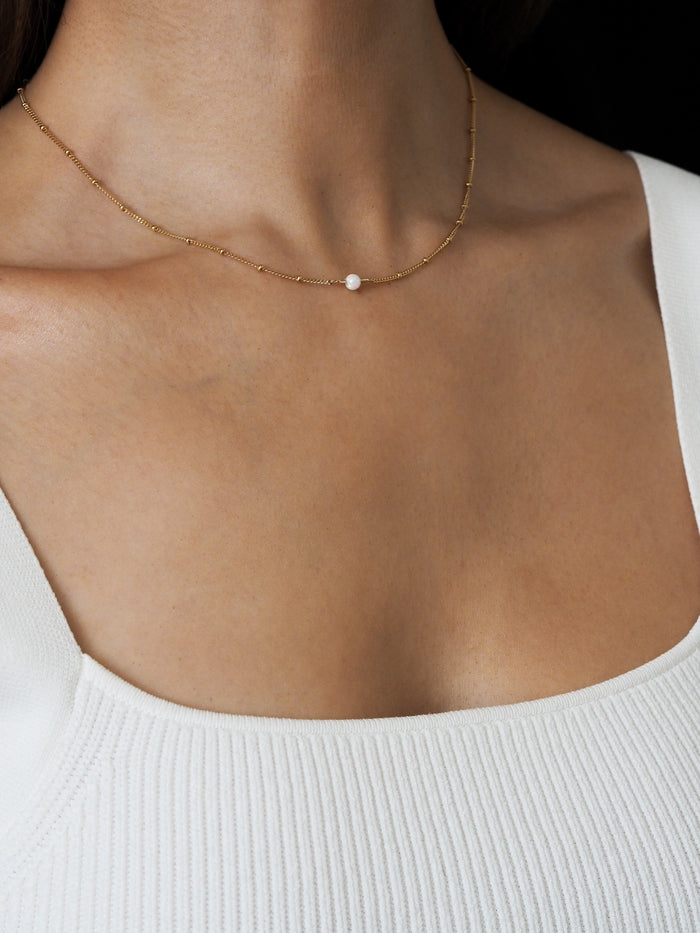 October Birthstone Opal Gold Necklace