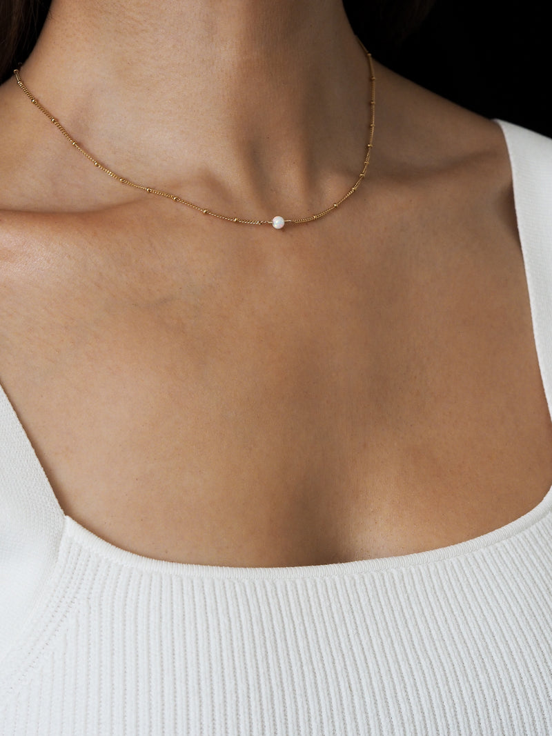 October Birthstone Opal Gold Necklace