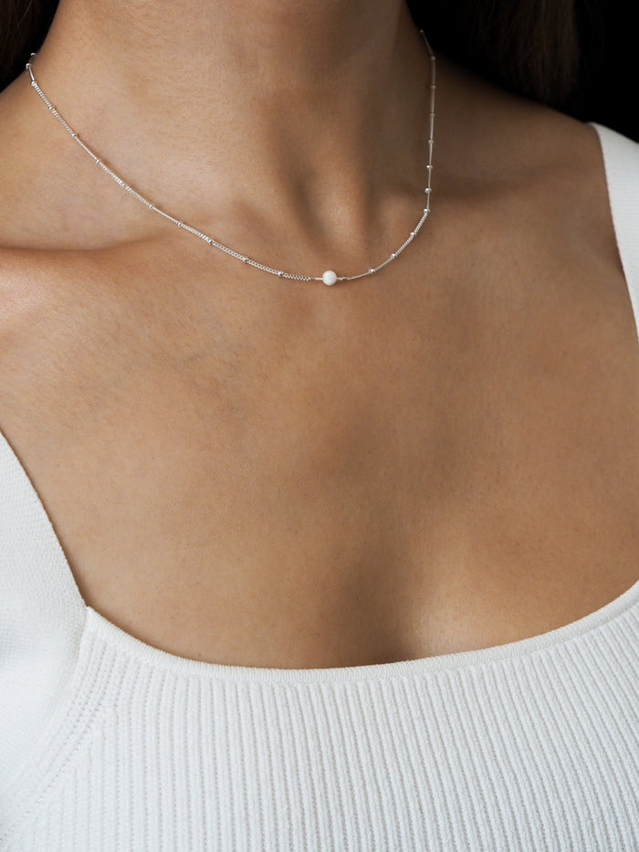 October Birthstone Opal Sterling Silver Necklace