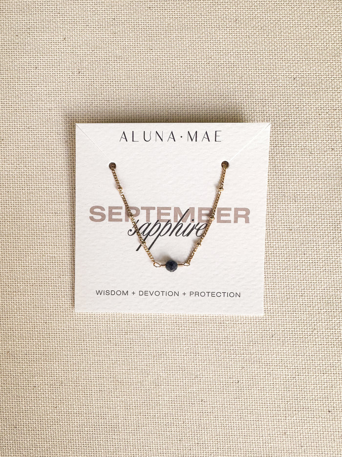 September Birthstone Sapphire Gold Bracelet