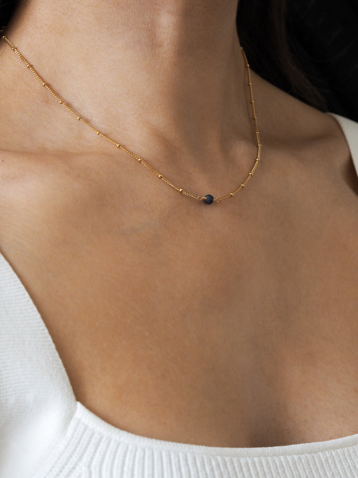 September Birthstone Sapphire Gold Necklace