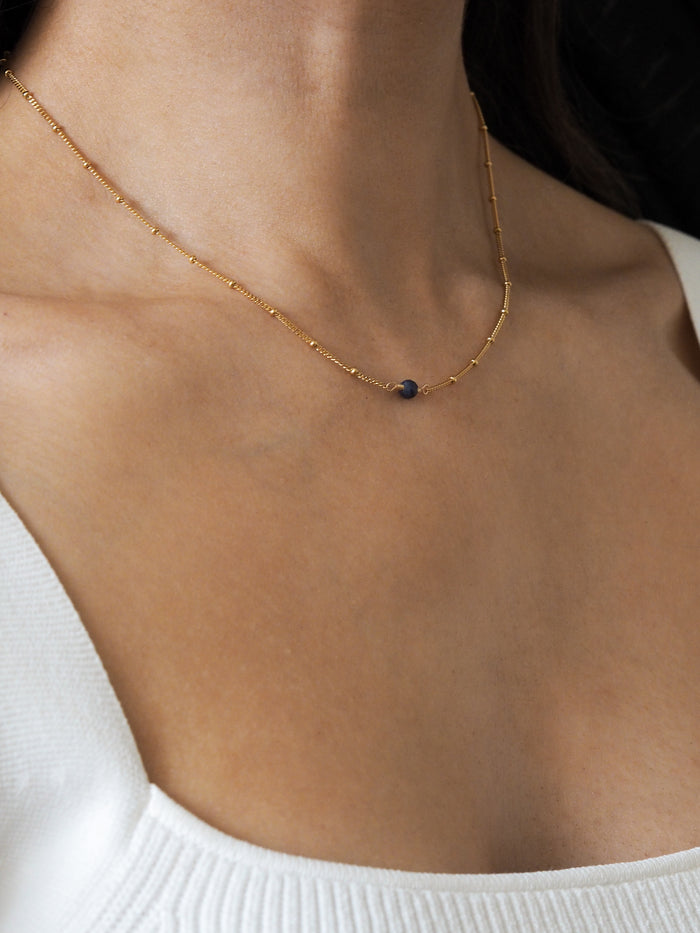 September Birthstone Sapphire Gold Necklace