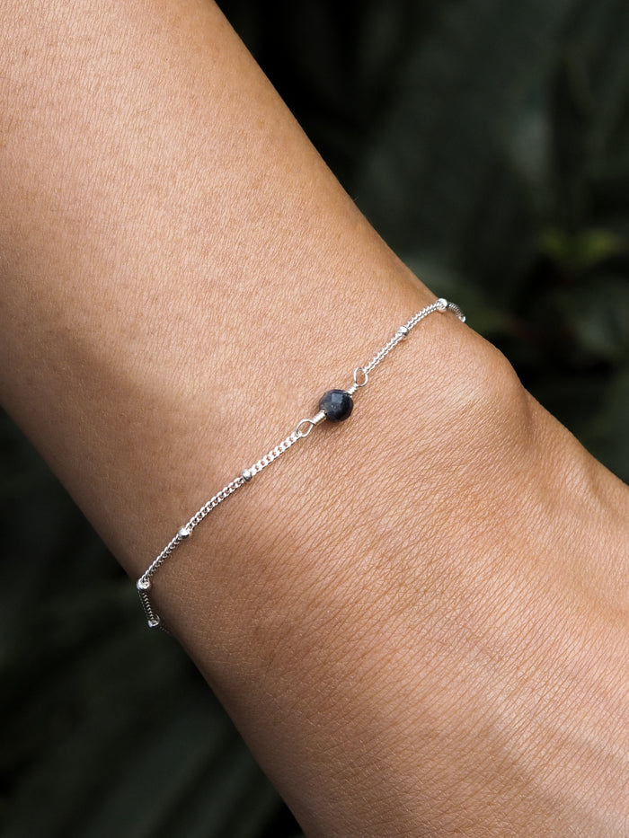 September Birthstone Sapphire Sterling Silver Bracelet